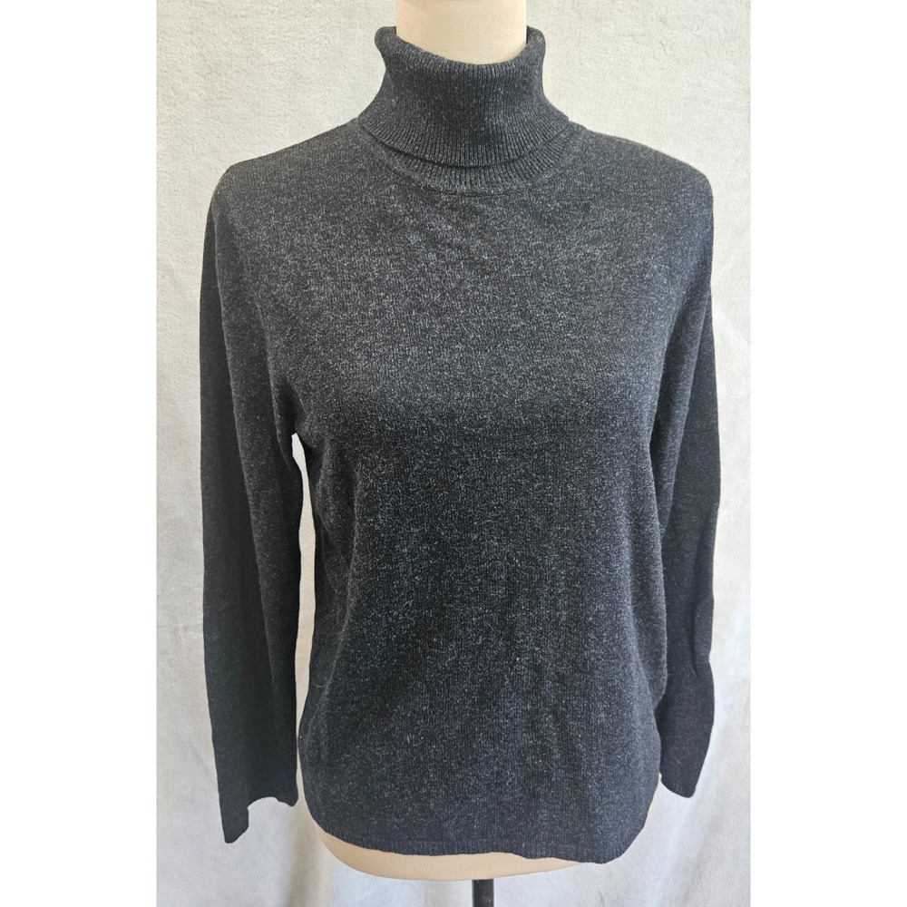 August Silk knits Heather Gray silk/ cashmere long sleeve turtleneck sweater
